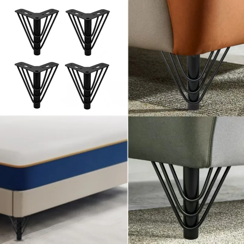 15cm 4-piece furniture leg set with metal decoration - DIY replacement legs for sofa cabinet dressing table bookshelf