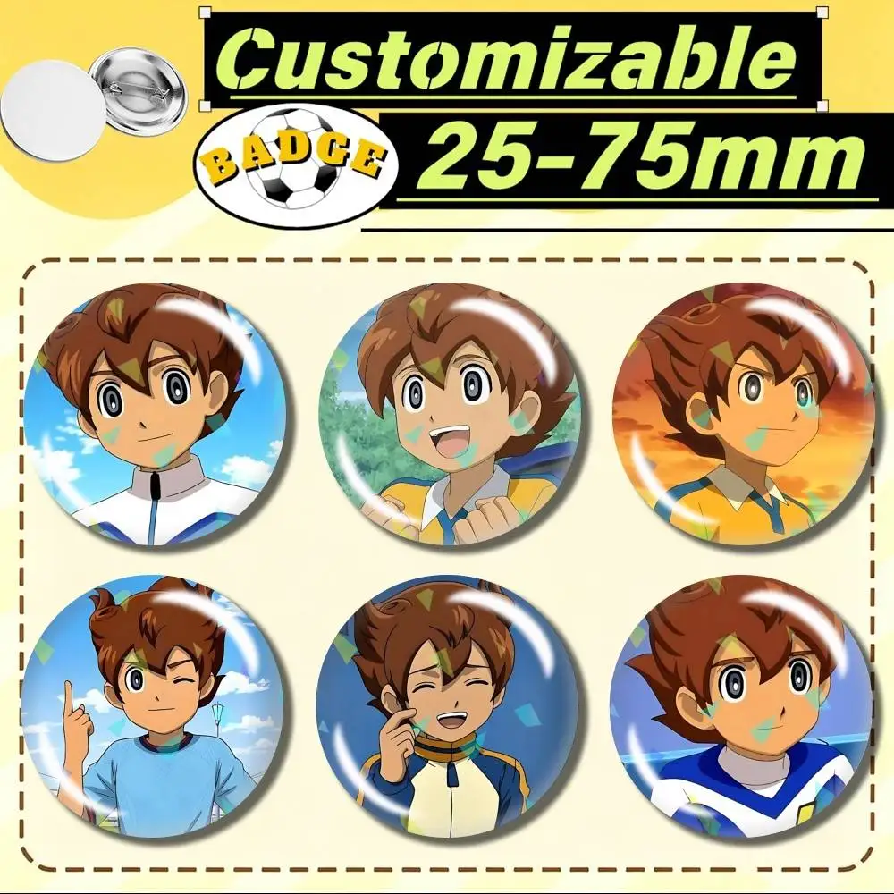 Arion Sherwind Inazuma Eleven GO  Customizable Round Brooch Pins, Personalized Badges With Broken Glass Design Fashion Accessory