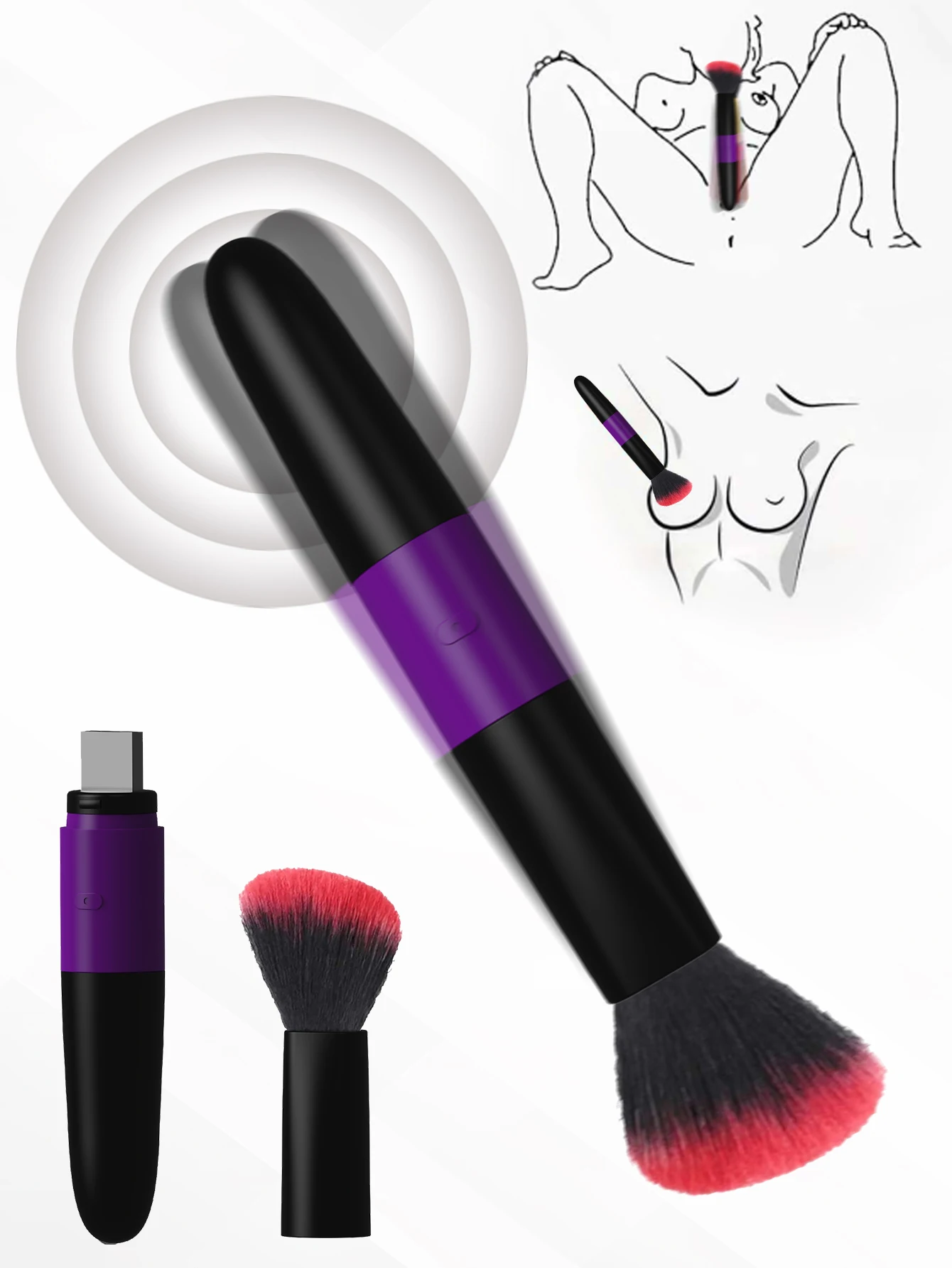 النساء G-بقعة البظر هزاز فرشاة للمكياج هزاز عصا سحرية تدليك دسار الحلمة البظر المهبل محفز لعبة الجنس للإناث