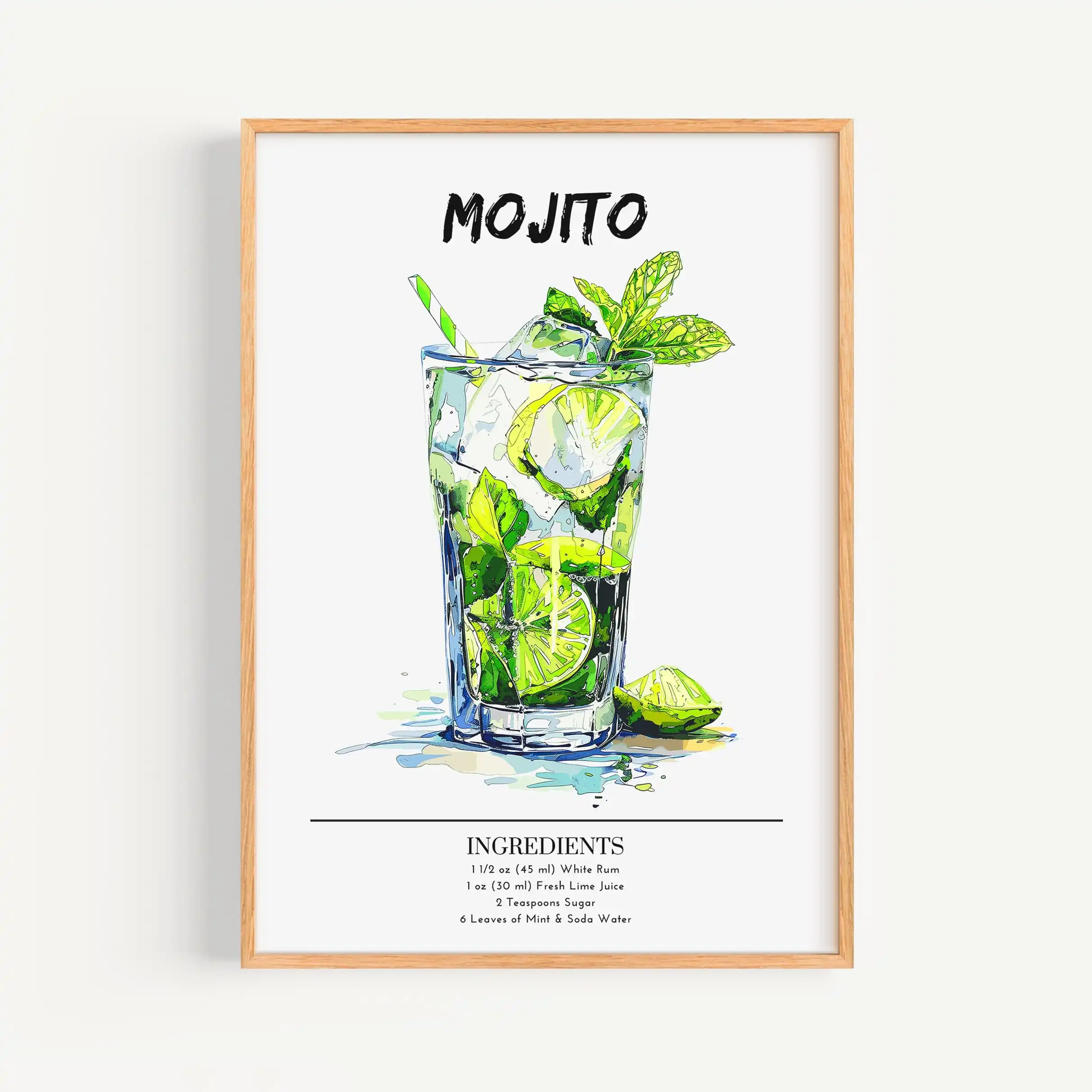 Hurricane Mojito Negroni Pisco Sour Sazerac Bar Cocktail Poster Print Wall Art Pictures Canvas Painting Room Home Decor Gift