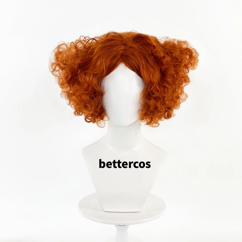 Mad Hatter Cosplay Wigs Short Orange Red Curly Wig Halloween Carnival Party Cosplay Hair Wigs + Wig Cap