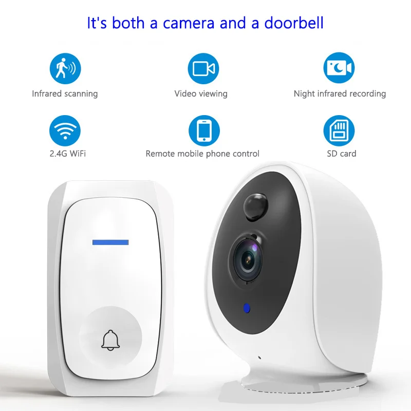 Home Ultra-clear Night Vision Monitoring Remote Automatic Detection Wifi Visual Intercom Dingdong Camera Wireless Doorbell