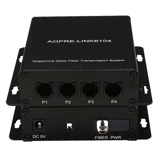 1 Pair 4 Channel Telephone Telephone Fiber Optic Converter