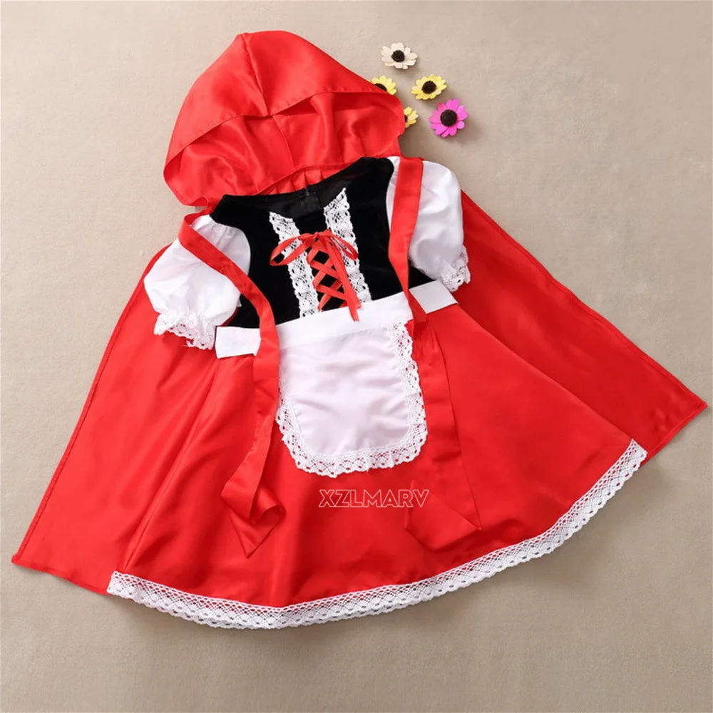 Disfraz de Halloween para niñas, vestido elegante para niños, Caperucita Roja, vestido de Cosplay de princesa para bebés, capa de fiesta