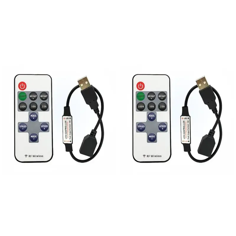 

2X 11 Keys LED Strip Controller Mini Dimmer RF Remote 5V USB Interface Controller For 5050/2835 Single Color LED Strip