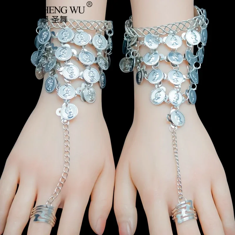 Akcesoria do Tańca Brzucha Indyjskie Bollywood Akcesoria do Tańca Wiszące Monety Rekwizyty 1 Para Złote Srebrne Akcesoria do Tańca Brzucha