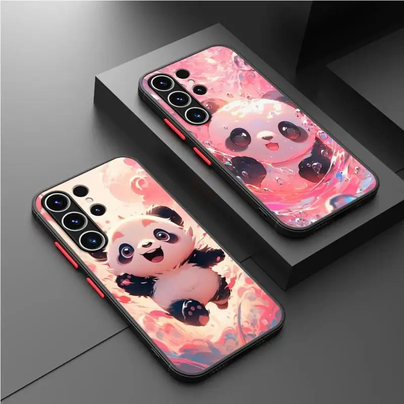 Panda Cute Matte Case For Samsung Galaxy S24 S22 S23 S20 S21 FE S10 Plus Capa Note 20 Ultra 10 Lite Phone Fundas