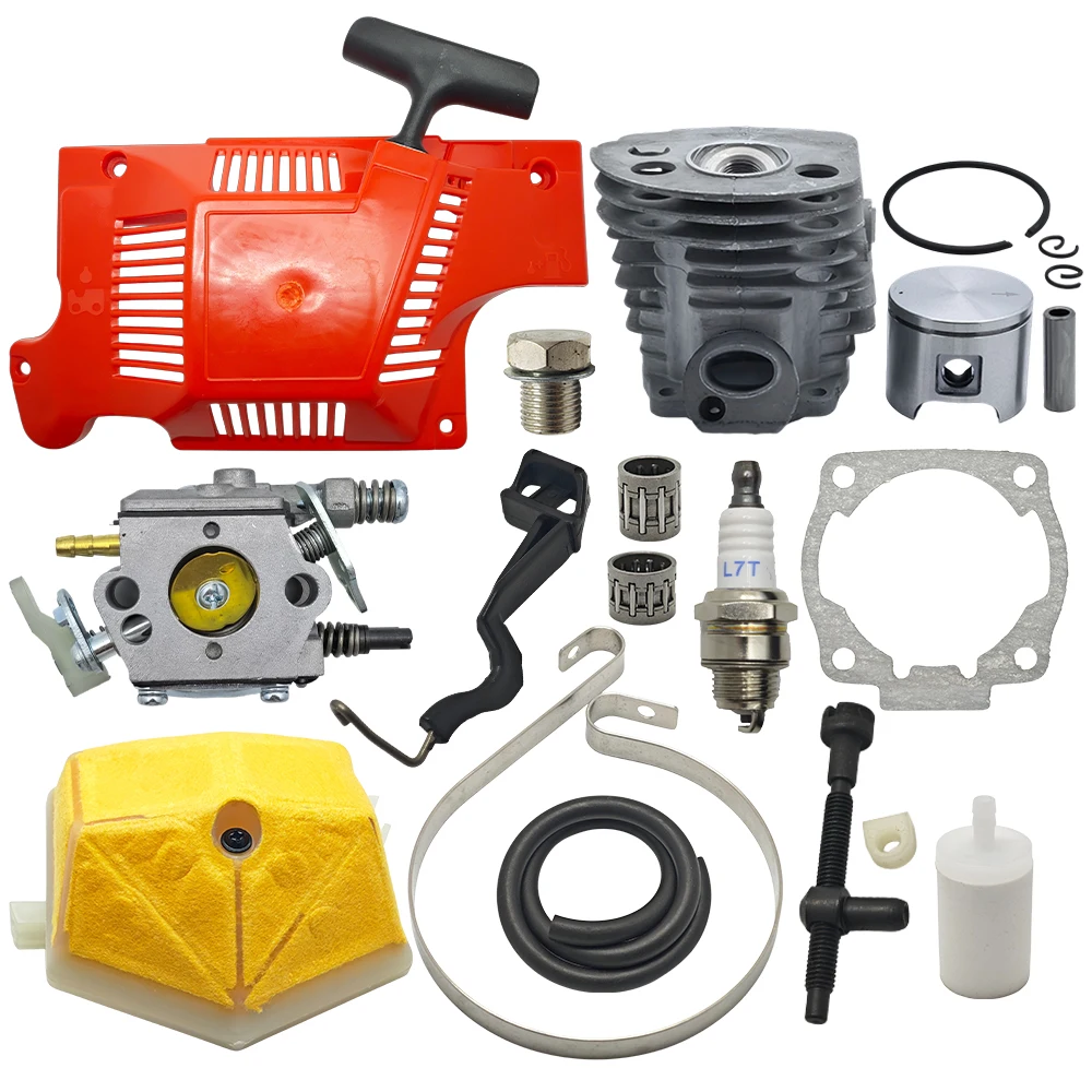 Cylinder Piston Starter Kit 46mm For Husqvarna 55 51 Carburetor Air Filter Chain Brake Band Adjuster Chainsaw Replacement Part