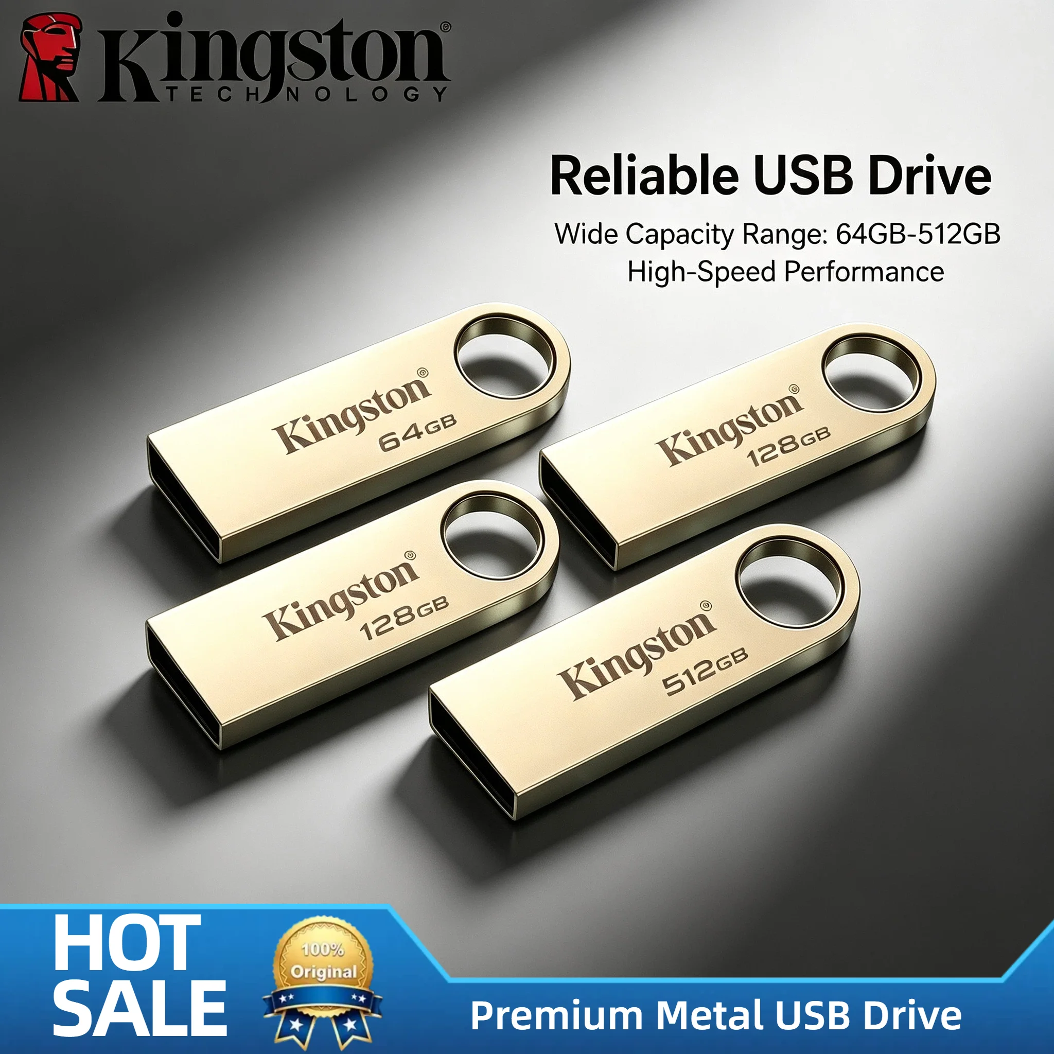 Kingston High Speed Metal USB 3.2 Flash Drive 220MB/s Read 100MB/s Write Pen Drive for Computer Car TV USB Disk