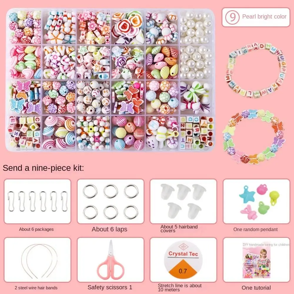 Arts Crafts DIY Handmade Beaded Kit Toy DIY Toy Jewelry Set Beads Toys for Children Girl Kawaii Creative