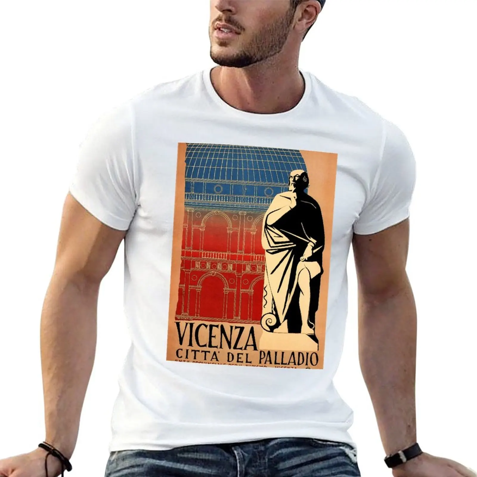VICENZA Citta Del Palladio ITALIA, camiseta con póster artístico de publicidad de viajes y turismo vintage, camisetas de algodón, camiseta de alta calidad