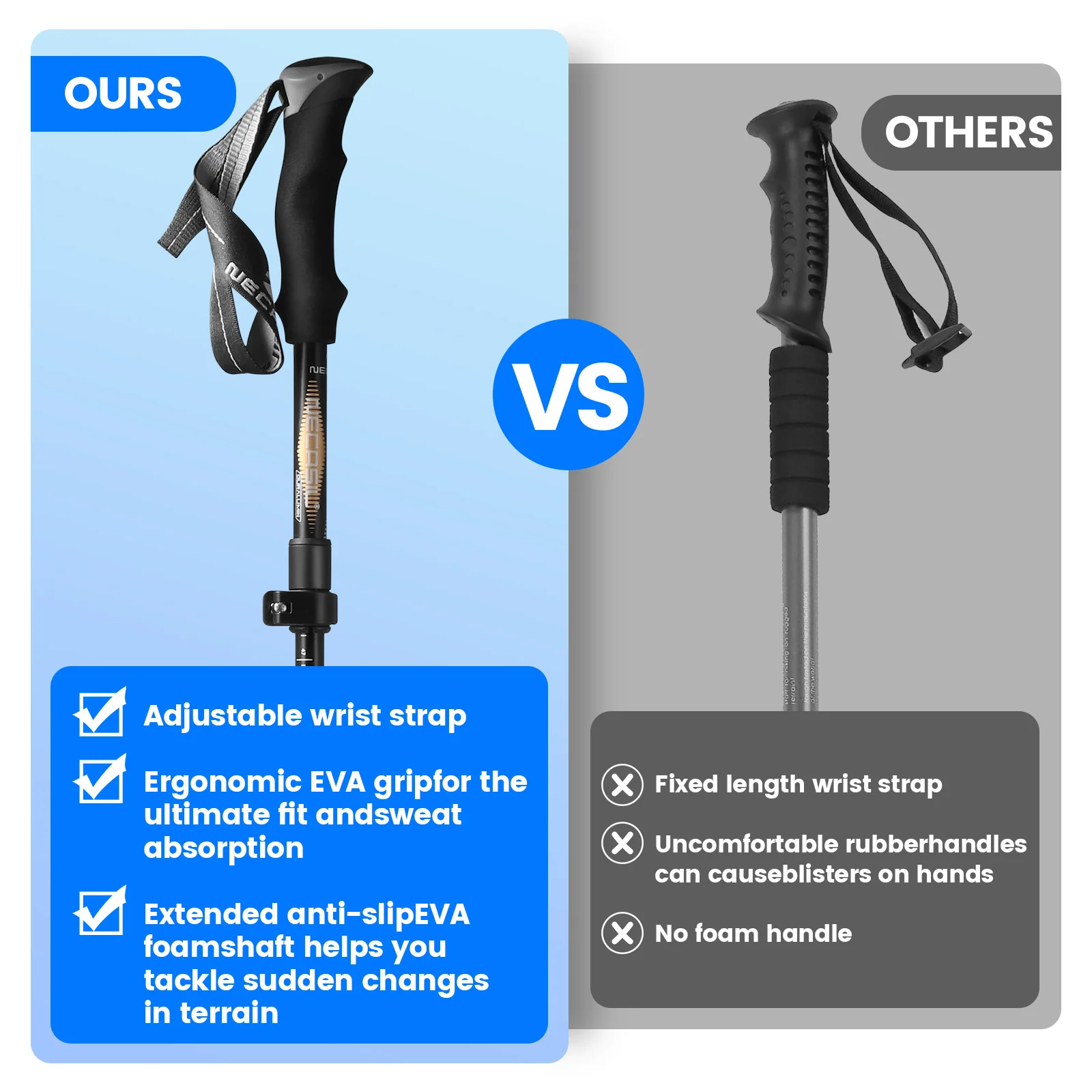 110-125 Cm Trekking Poles EVA Handles Foldable Adjustable Aluminum Alloy High Density Nordic Walking Poles 1 Pair