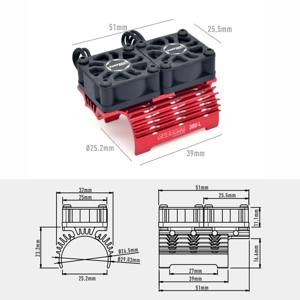 SURPASS HOBBY RC Motor Fan Cooling Heatsink for 380 390 2838 2845 2847 Brushless Motor 28/29mm