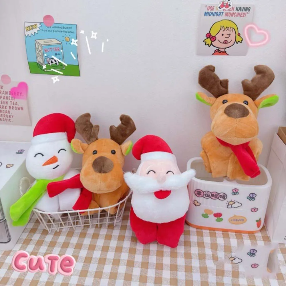 

With Clap Circle Christmas Plush Toy Bracelet Santa Claus Furry Snowman Bracelet Plush Toy Button Batteries Cartoon