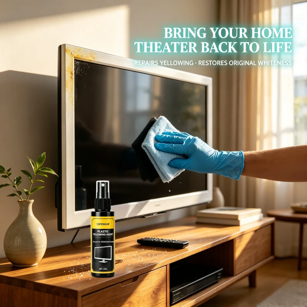 QIFENGHE 120ML Plastic Yellowing Agent, Plastic Renovation Spray, Remove Yellow Stains for Monitor & Home Appliance