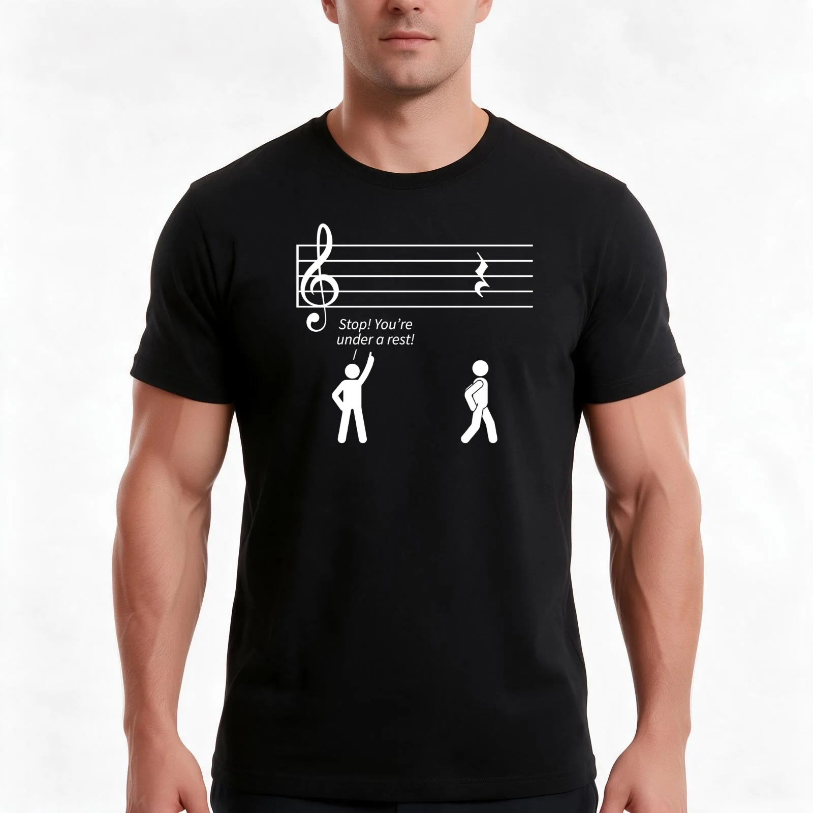 Stop Under A Rest Music T-Shirt, Summer Casual Cotton Tee, Oversized Streetwear Tops, Vintage Graphic Print, Unisex Men Women