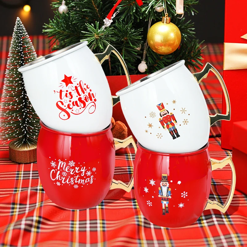 

350ml Red Wine Mugs Hot Chocolate Milk Coffee Christmas Mug Cup Family Friends Xmas Gift Household Cup With Handle With Gift Box