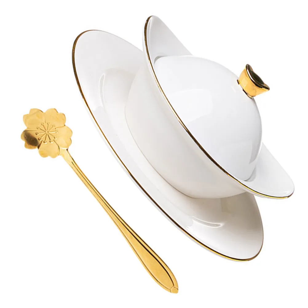 1Set Ceramic Cubilose Cup Hotel Restaurant Dessert Bowl Steamed Egg Cup Food Grade Ceramic Sauce Bowl for Soup Salad Fruit