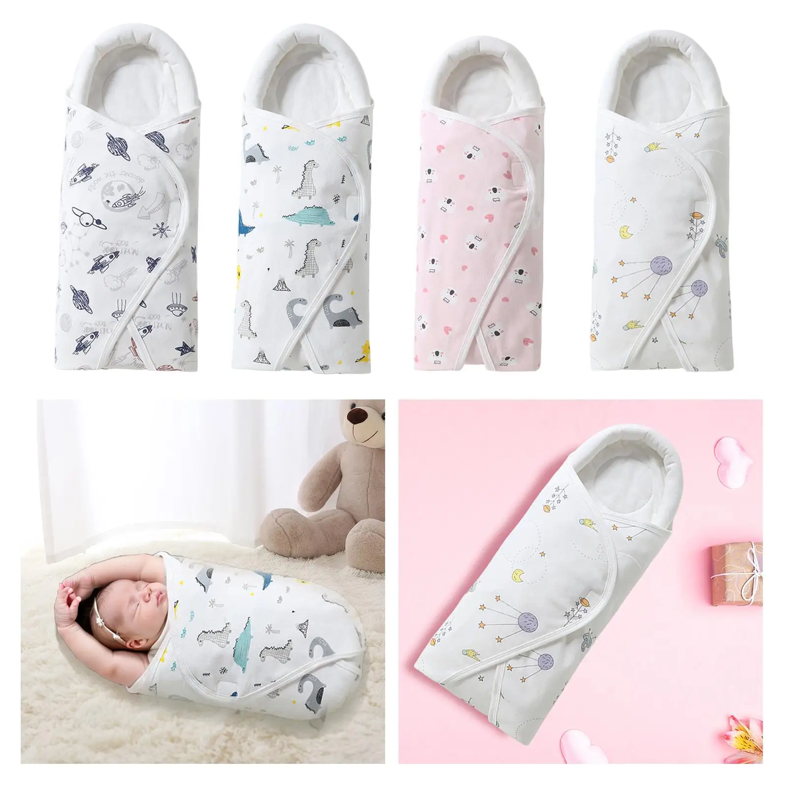 Baby Swaddle Wraps with Hat Sleepwear Lightweight Baby Hooded Bathrobe Child Nice Gift for Bath Pool Beach Shower Sleep Blanket