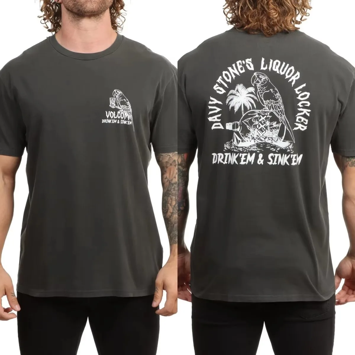 Stone Blank Volcom Skateboarding Surfing Outdoor-Sport-Trend-Marke Grafik-T-Shirt aus Baumwolle für Herren und Damen, Streetwear-T-Shirt – Detail 7