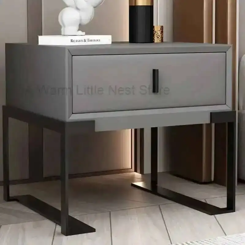

Wood Bedroom Table Bedside Italian Solid Design Furniture Creative Storage Nightstands with Drawer Light Luxury Bedside Tables