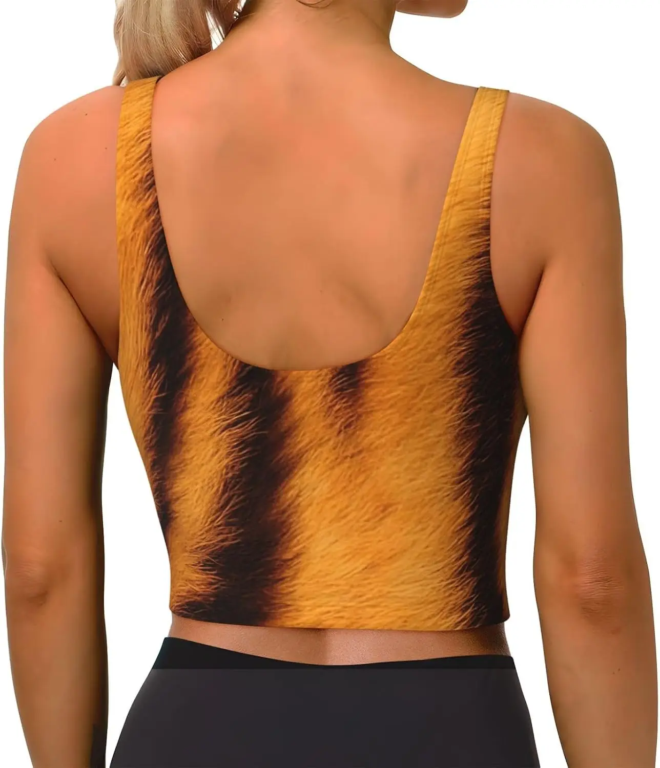 Tiger Striped Pattern Print Women'S Strappy Sports Bra Stretch Gym Bras U Neck Yoga Tops Comfort Seamless Bra