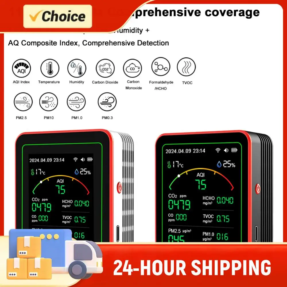 

WiFi 15 in 1 Indoor Air Quality Monitor TFT Display Portable AQI PM0.3 PM1.0 PM2.5 PM10 Tester Household CO CO2 TVOC HCHO Tester