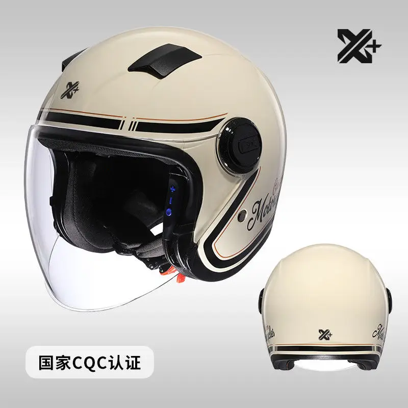 Casco de seguridad para motocicleta, medio casco Universal con protección solar para las cuatro estaciones, casco ligero para montar en bicicleta eléctrica, casco de tres cuartos