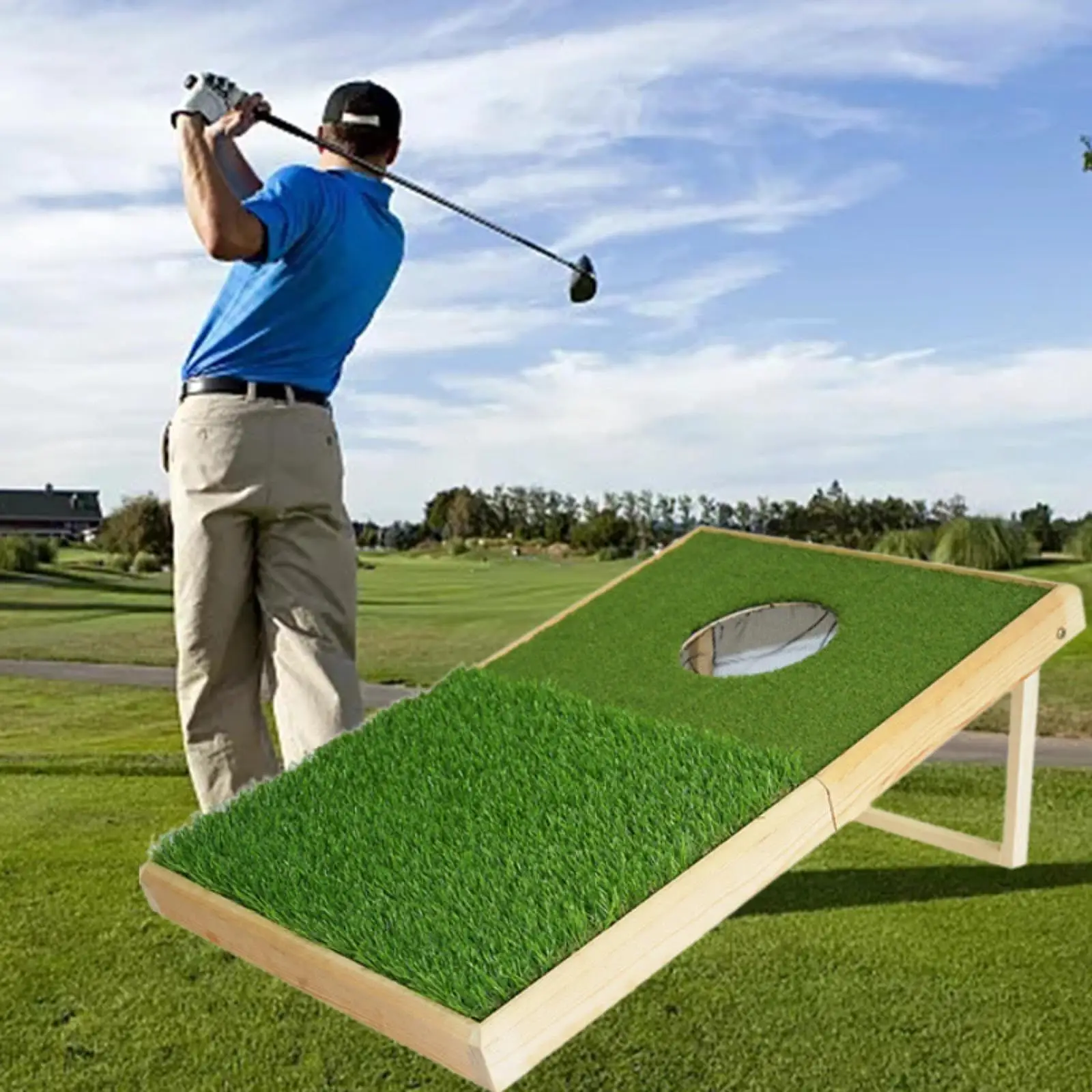 

Folded Golf Hitting Mat Golf Chipping Game Equipment Golf Chipping Box Training Pad for Backyard Sports Chipping Putting Indoor