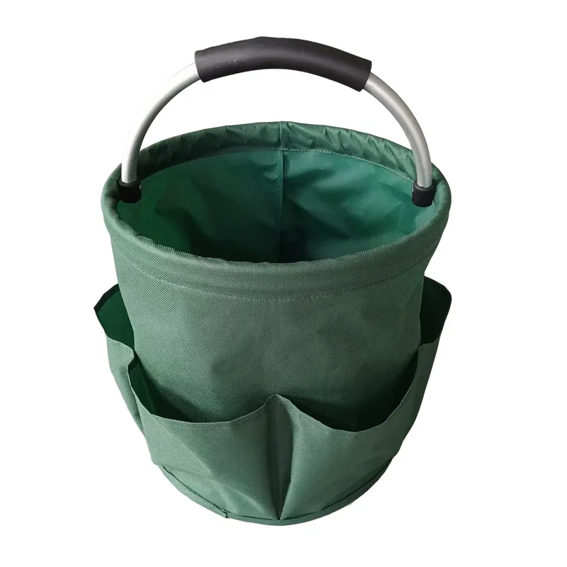Multi-Pocket Tool Storage Bucket Bag Sturdy Metal-like Hinges-Like Durable Fabric Tool Organizer for Gardening DIY Handyman