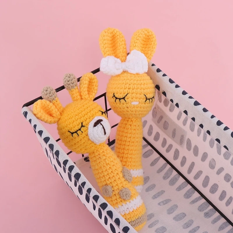 Cartoon Animal Handmade Toy for Babies Appease Rattle Handmade Crochet Toy