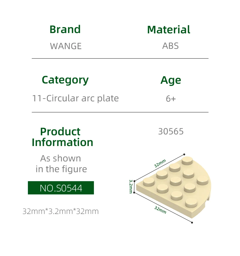Wange 58 sztuk/partia 30565 okrągły narożnik 4X4 klocki MOC akcesoria kompatybilne z cegłą zabawki dla dzieci pudełko