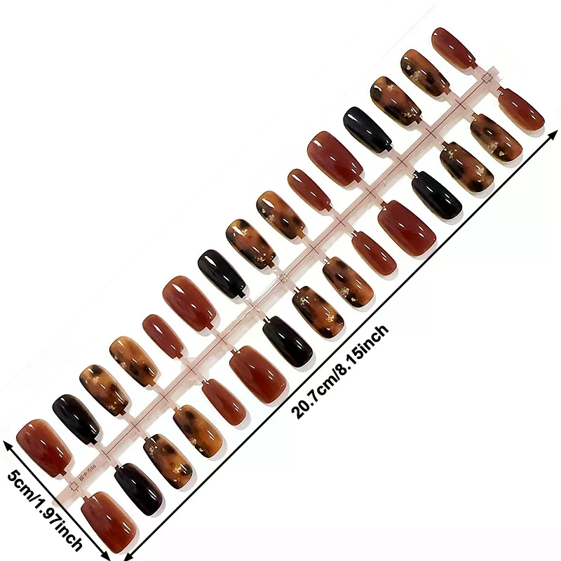 30pcs Press On Nails Autumn Winter Caramel Amber Shading Decoration Wearable False Nails Full Cover Nail Tips Art
