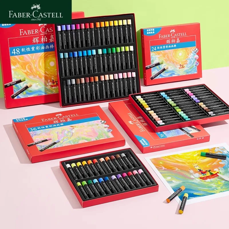 أعواد زيت باستيل ناعمة من فابر كاستل 36 لونًا - أقلام تلوين موراندي ومعكرون للاستخدام الرسم الفني والتلوين