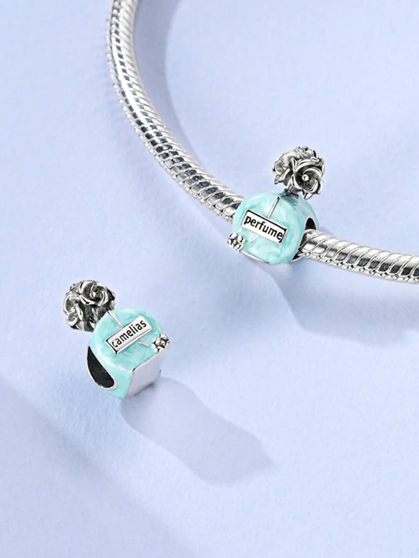 핫세일 참 비즈 925 스털링 실버 블루 오션 핏 뱅글 팔찌 목걸이 DIY 쥬얼리