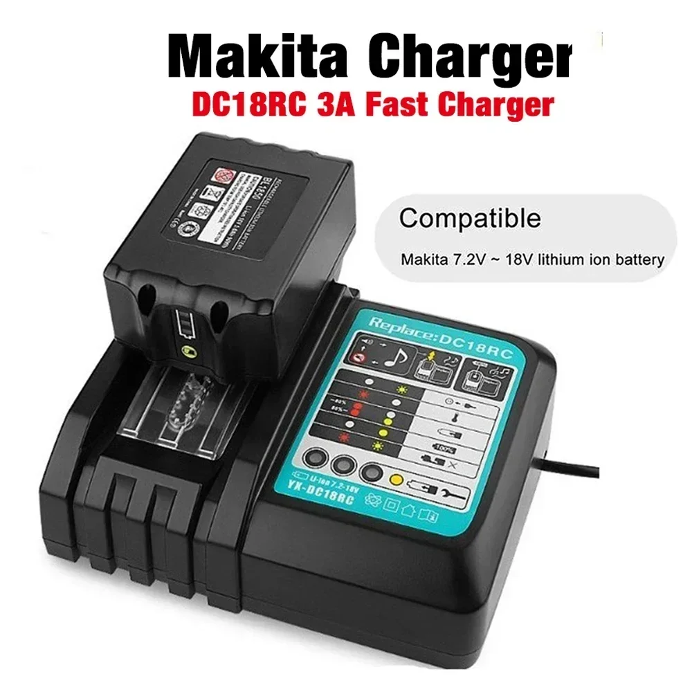 2024 Upgrade DC18RC Li-ion Battery Charger 3A Charging Current 14.4V 18V for Makita BL1830 Bl1430 DC18RC DC18RA Power Tool