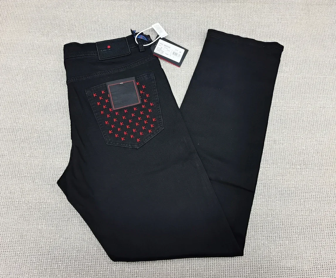 OECHSLI Jeans Thin Cotton Men 2025 Spring Summer new middle-waisted Embroidery comfortable Big size 29-40 Pants