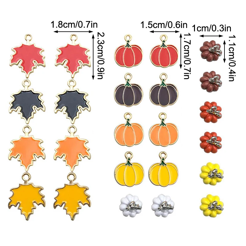 24 buah sthanksgiving labu minyak Maple Enamel DIY pesona untuk tas anting kalung membuat perhiasan buatan tangan liontin