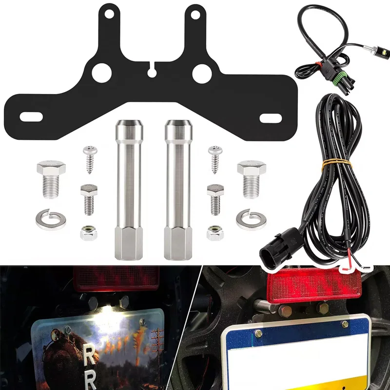 

License Plate Relocation Kit with Plate Illuminate LED Light Wiring Harness & Connectors Fits for Jeep Wrangler JL JLU 2018-2024