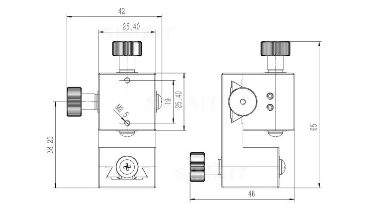 Compact XYZ Micro-Stage, Dovetail Base, 13mm Stroke, Manual 3-Axis for Optical Probe