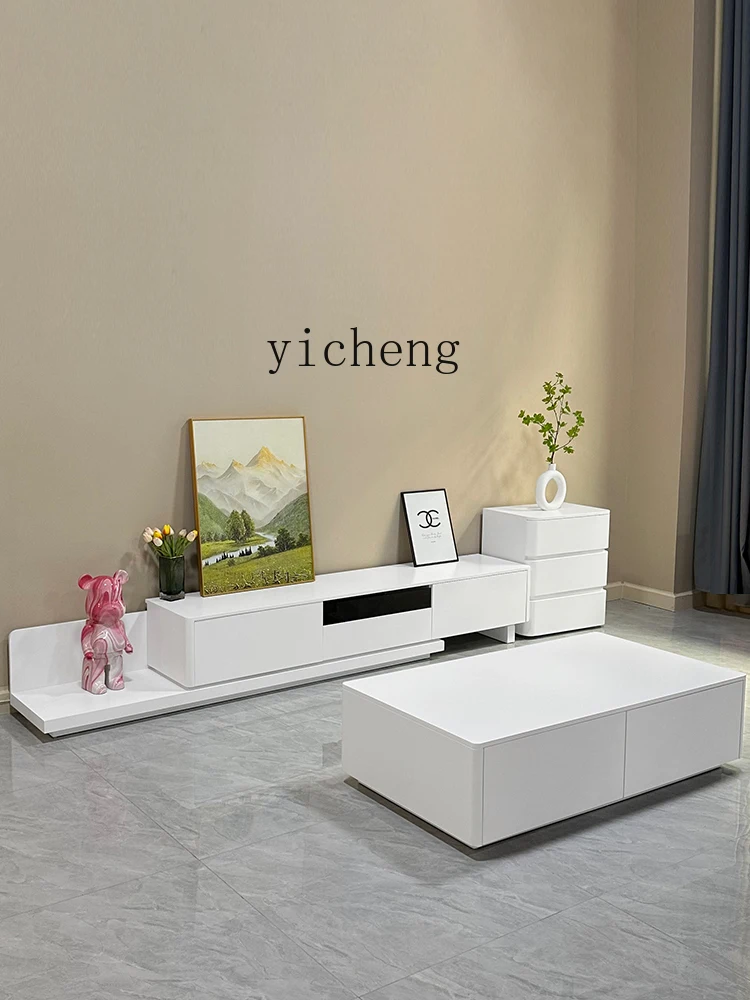 Tqh TV Cabinet Modern Minimalist Living Room Home Solid Wood Floor Retractable Floor Cabinet TV Stand