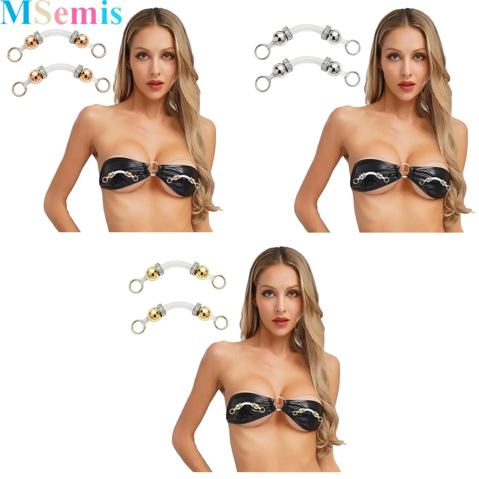 

1 Pair Non-piercing Nipple Jewelry Adjustable Rings with Beads Pain-free Faux Nipple Rings for Unisex Adult Body Jewelry