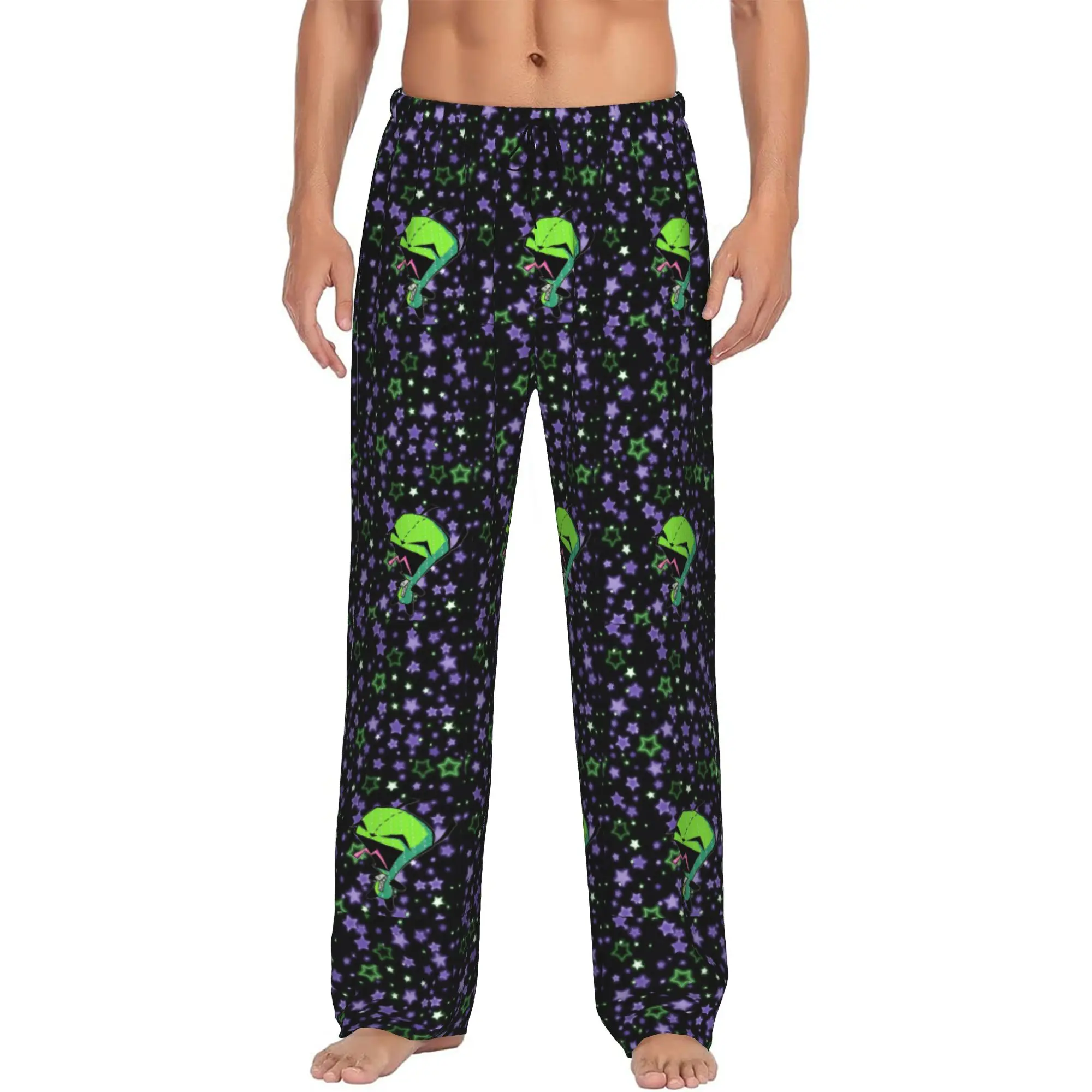 Custom Printed I-Invader Z-Zim Cartoon Pajama Pants Men's  Sleep Sleepwear Bottoms with Pockets