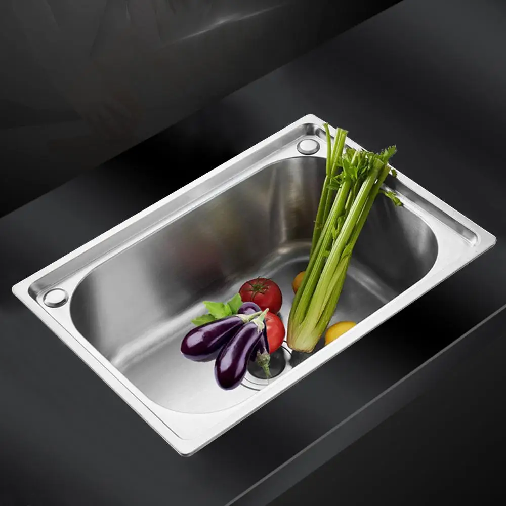 Kitchen Sink Stainless Steel Single Slot For Balcony Undermount Mini Small Household Counter Sink Bowl Wash Basin Set HWC