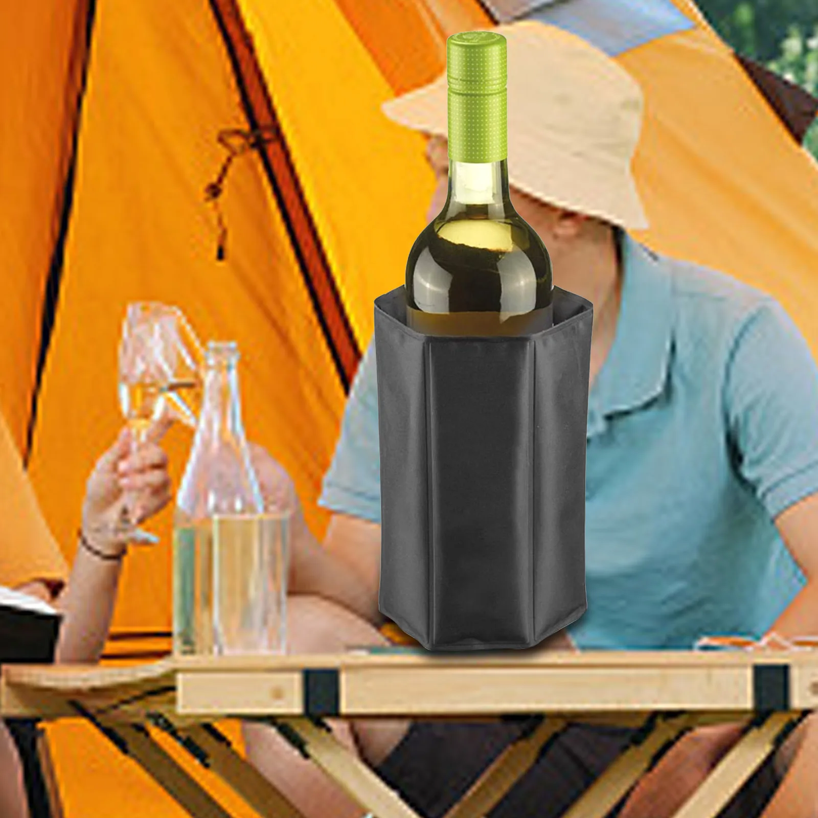 Wine Cooler Sleeve Bottle Cooling Sleeve Keeps Your Drink Cold Ice Pack No Ice Needed Chiller Gel Pad for Camping Picnic Party