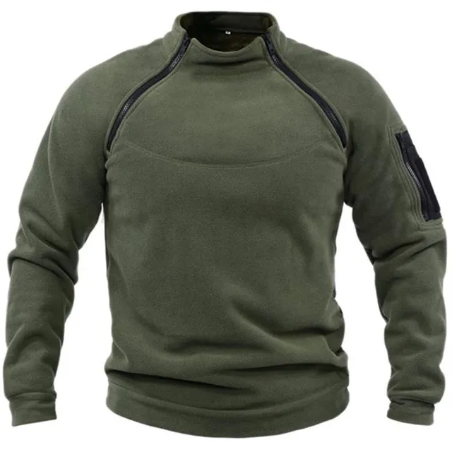 Zimowa męska bluza wojskowa polarowa bluza z zamkiem błyskawicznym moda męska jednokolorowa luźna gruba kurtka jagnięca odzież męska Streetwear