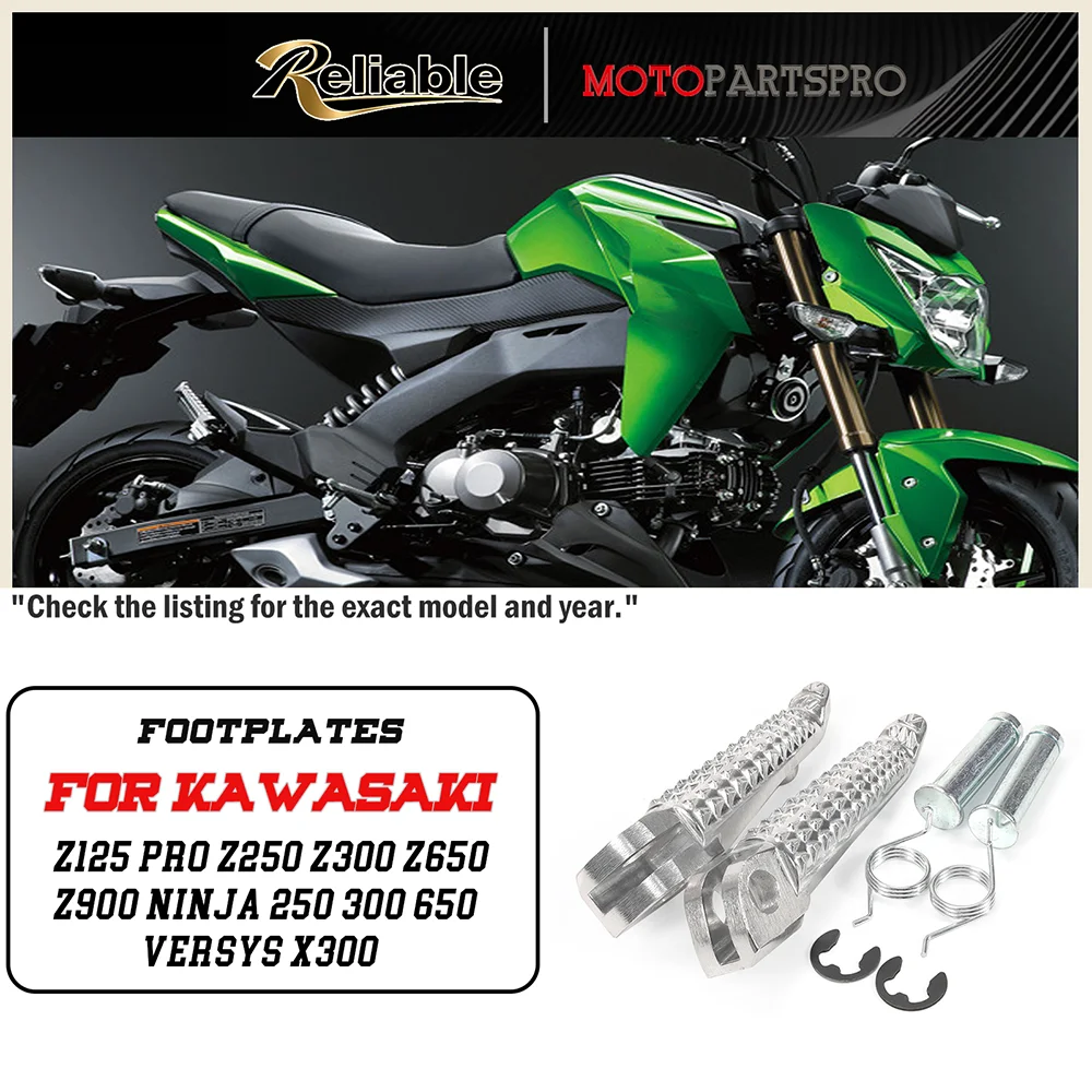 

For KAWASAKI Front Footrest Foot Peg Z125 Pro Z250 Z300 Z650 Z900 NINJA 250 300 650 VERSYS X300 Motorcycle Rider Pedal Foot Rest