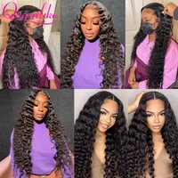 Queenlike Deep Wave Human Hair Bundles 24 26 28 inch Deep Curly Bundles 100% Human Hair for Women Brazilian Raw Hair Extensions 8