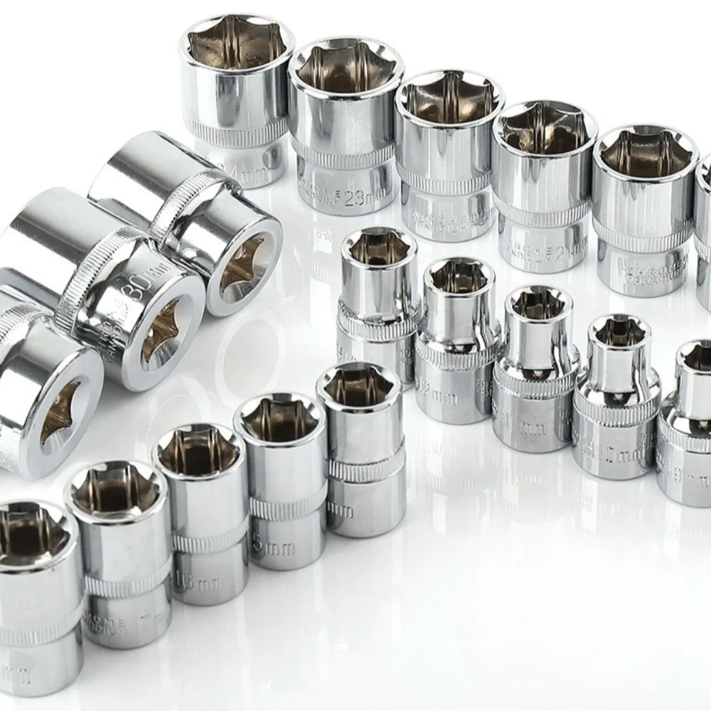 1/2 polegada adaptador de soquete profundo hex manga curta chave cabeças cromo vanádio aço catraca porca remoção ferramenta manual 8-32mm