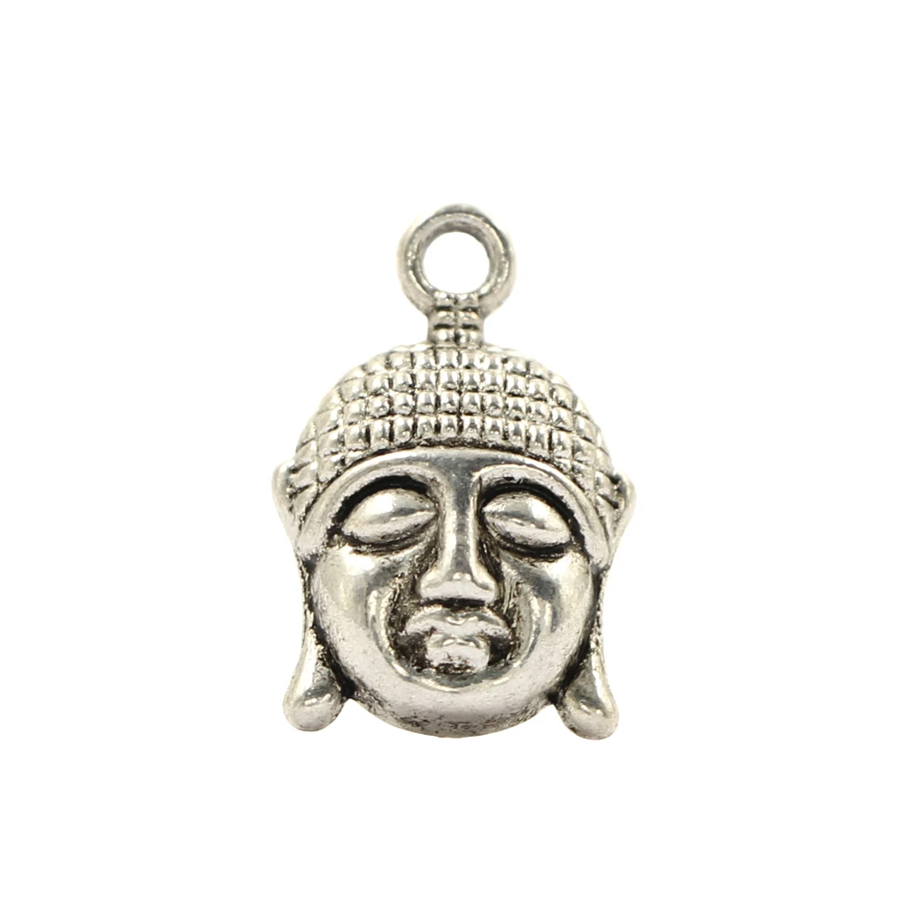 Tibetan Silver Metal Buddha Head Shape Pendant Face Of Cixi Charms Jewelry Accessories For Making DIY Necklace Earring 12pcs